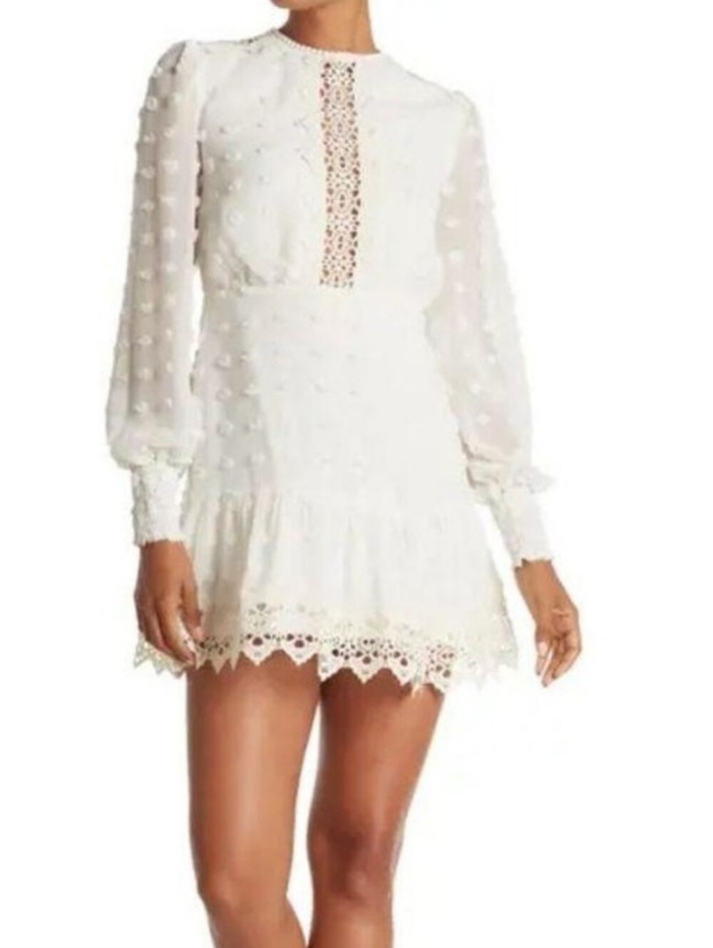 Nordstrom Love by Design "Rina" Dotted Chiffon Lace Trim Dress